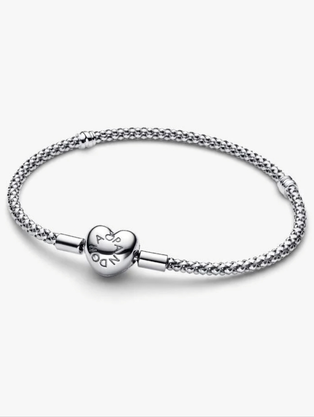 Authentic Pandora Heart Clasp Studded Chain Bracelet Size 7.5